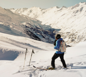 man skiing in mountains